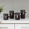 Hds Trading 4 Piece Ceramic Canister Set with Wooden Spoons, Black ZOR95956